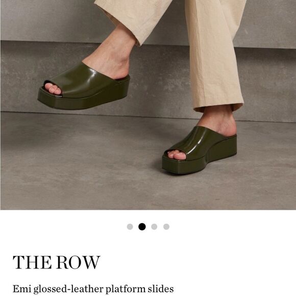 The Row Patent Leather Flatform Open Toe Mule in Olive size 38 - Picture 2 of 11